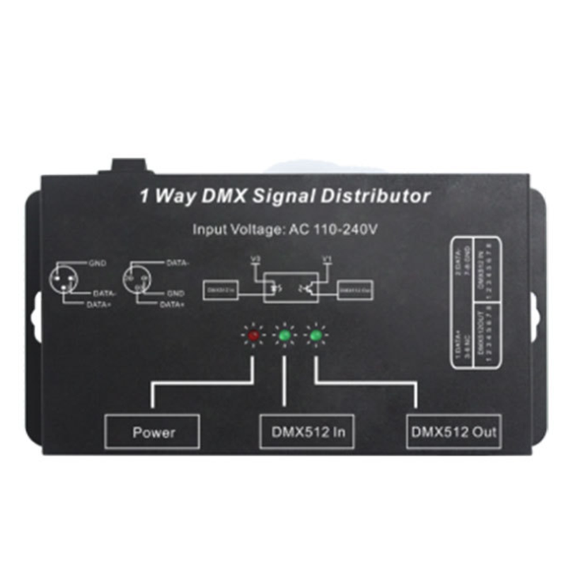 DMX124 Signal Distributor 1 Channel For DMX512 LED Strip Lights or DMX512 Decoder